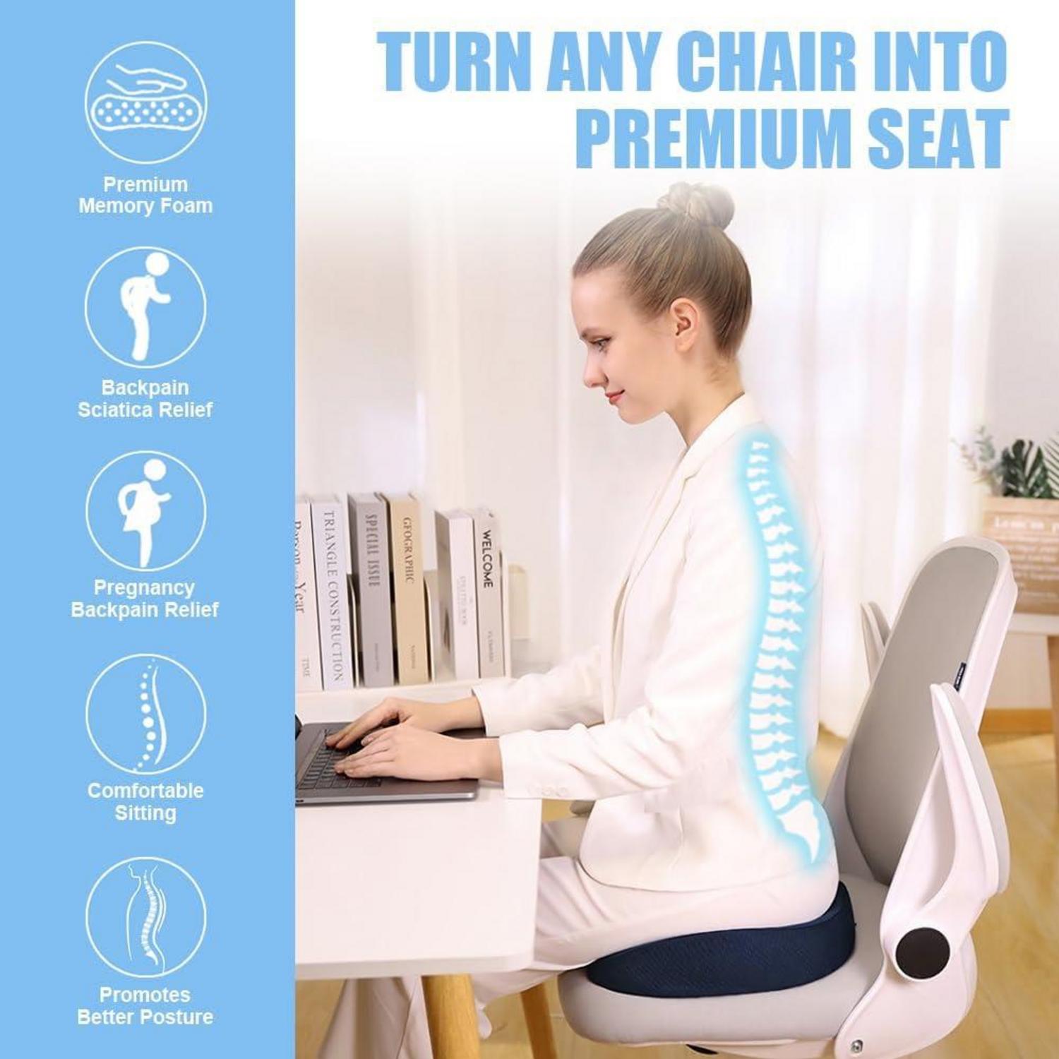 Orthopädisches Memory-Foam Steißbeinkissen Blau Sitzkissen