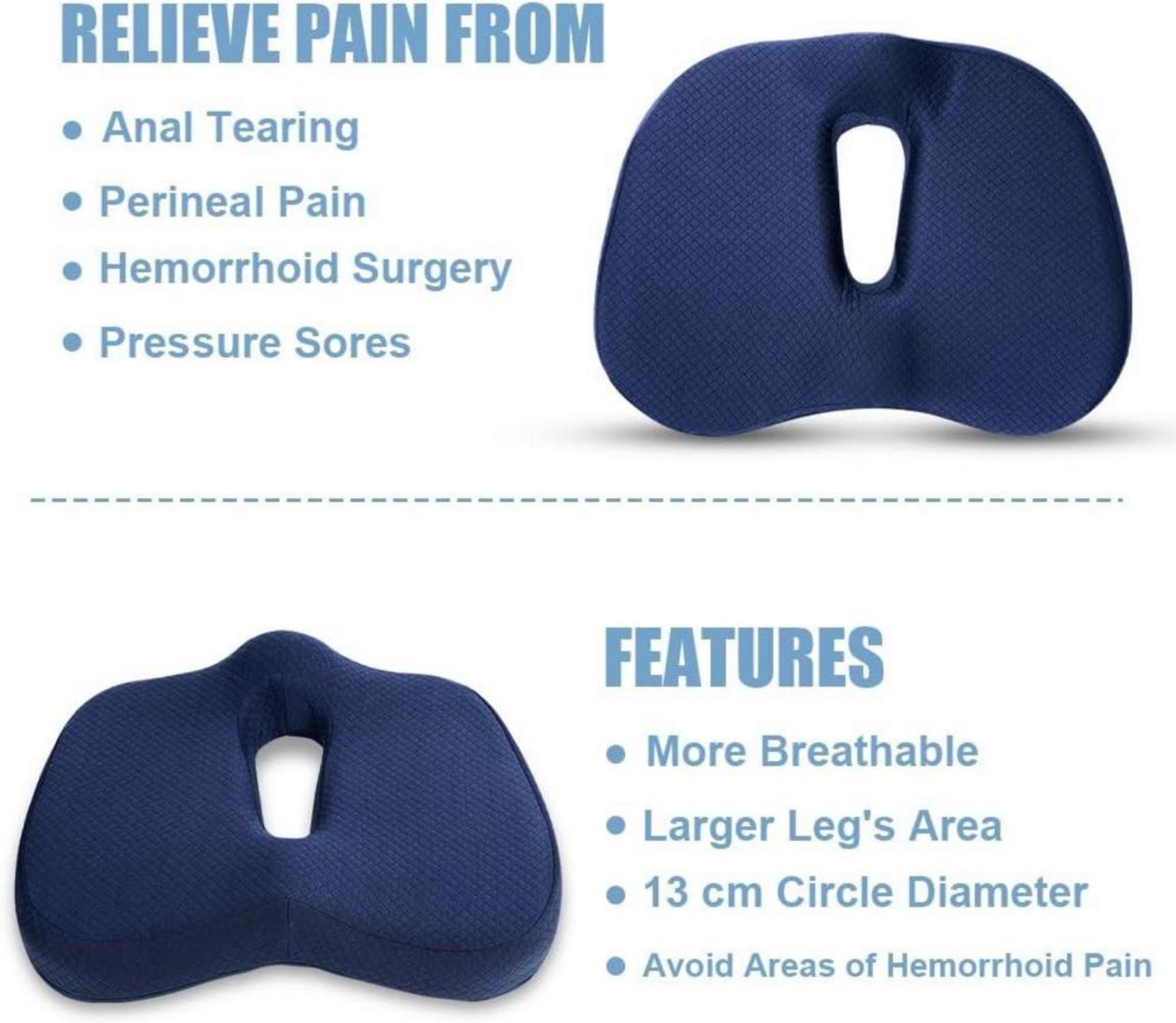 Orthopädisches Sitzkissen Memory Foam Blau-L - Steißbeinkissen