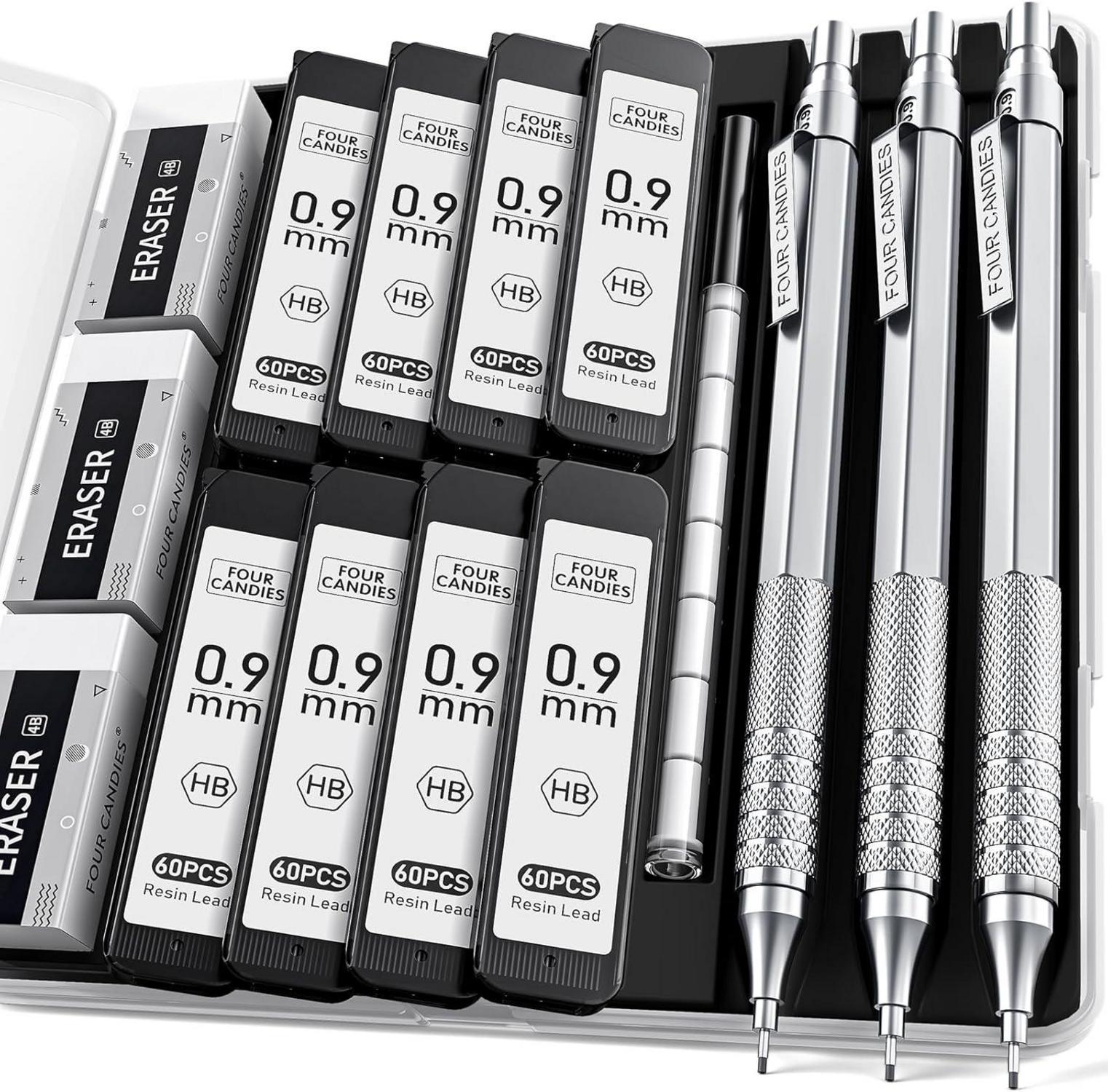 Druckbleistift-Set 0,9 mm mit Metallgehäuse und 480 Stück