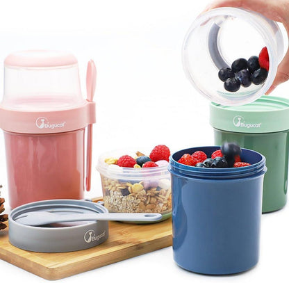 Bugucat 2in1 Müslibecher to Go 870ml Grün mit Löffel
