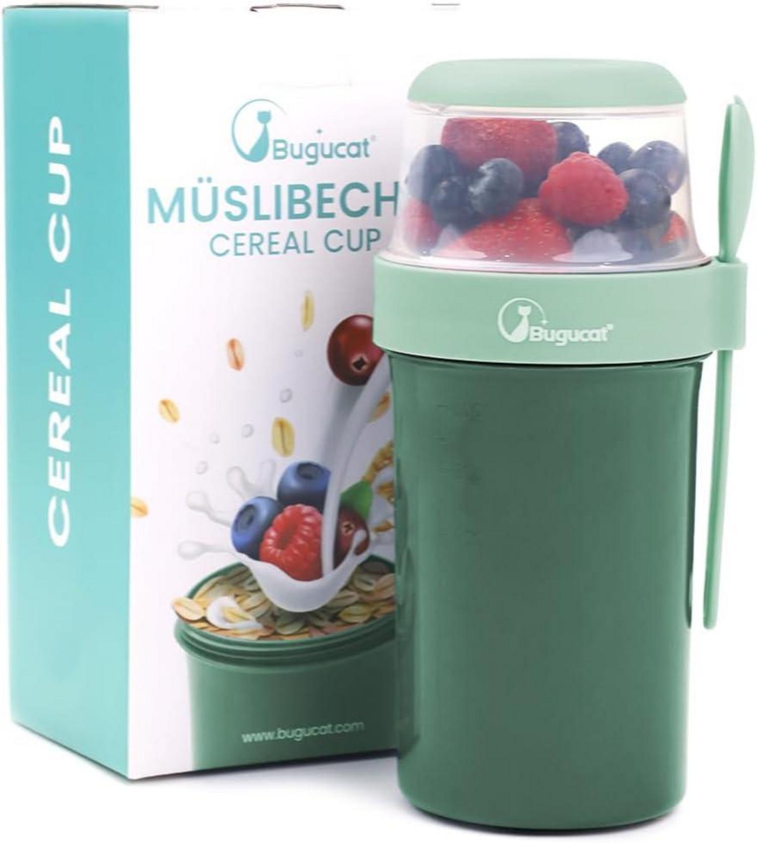 Bugucat 2in1 Müslibecher to Go 1070ml Grün
