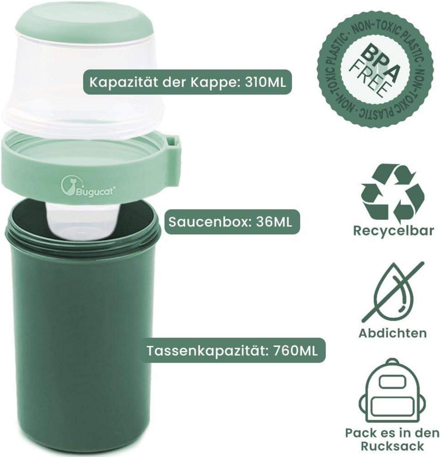 Bugucat 2in1 Müslibecher to Go 1070ml Grün