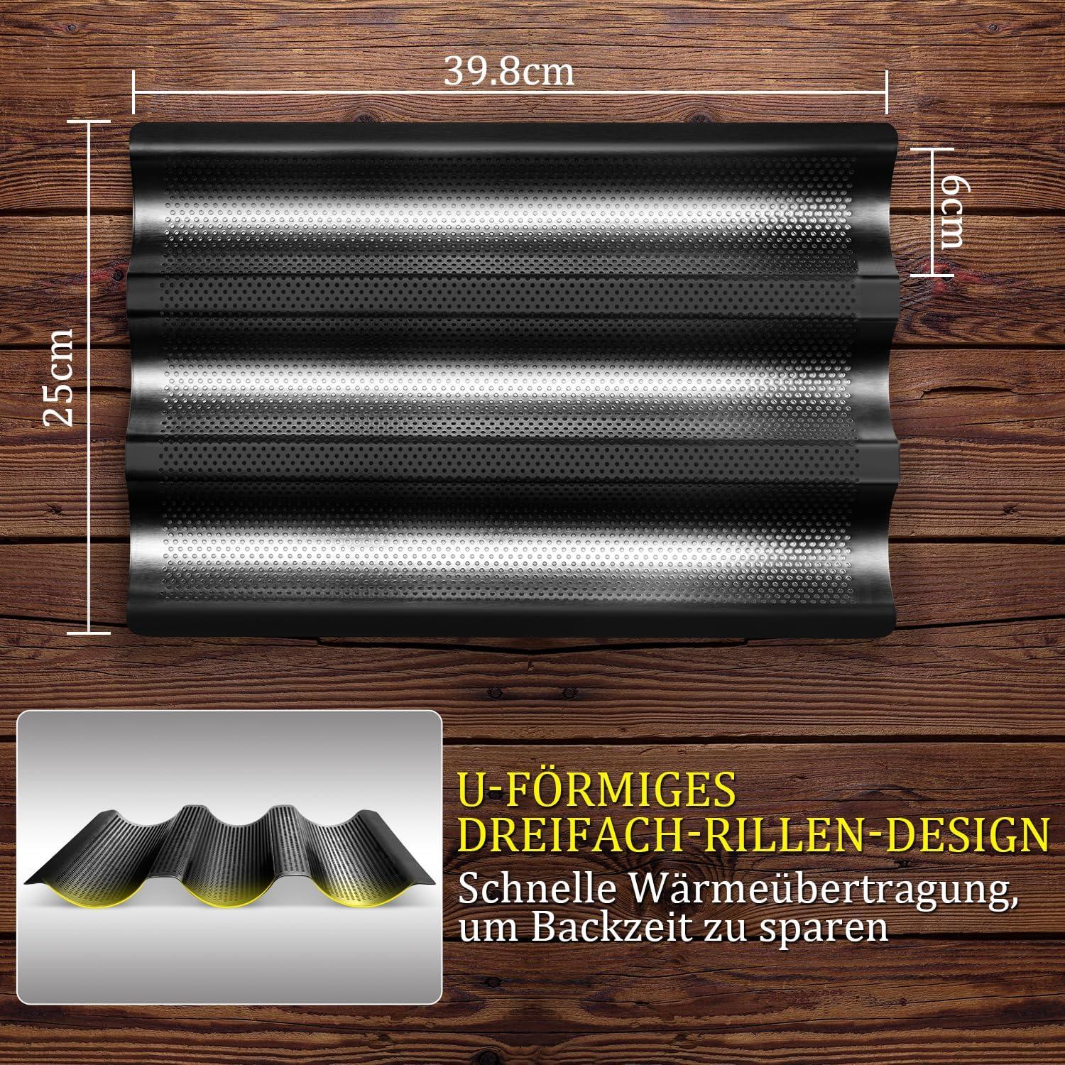 Hotec Baguette Backform Antihaftbeschichtet für 3 Baguettes