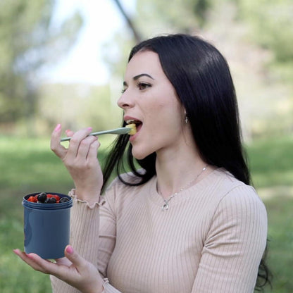 Bugucat 2in1 Müslibecher to Go 870ml Blau Löffel