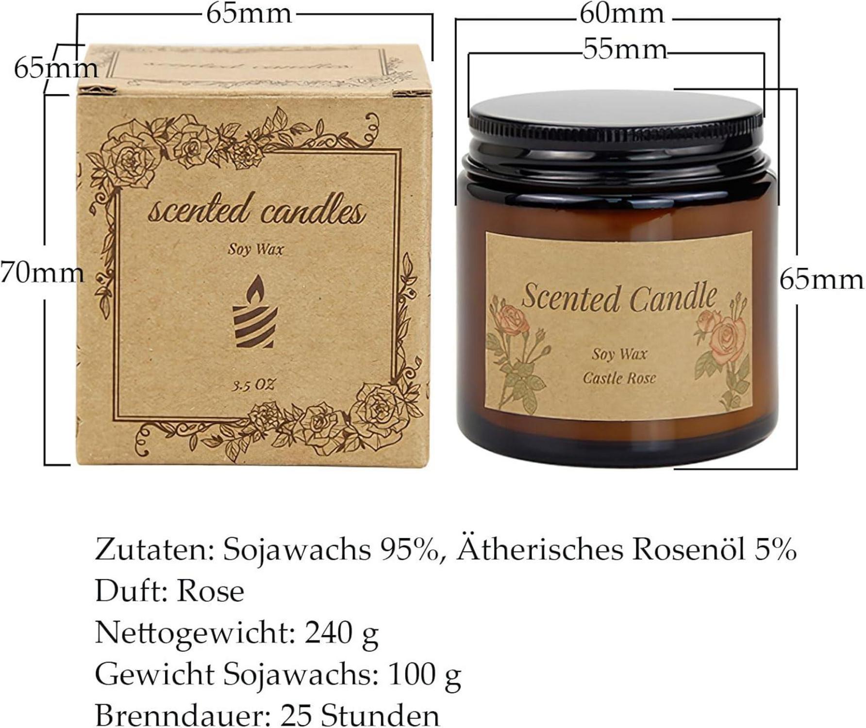 Duftkerze Rose 240g im Glas Sojawachs Kerze Entspannung