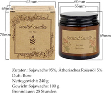 Duftkerze Rose 240g im Glas Sojawachs Kerze Entspannung