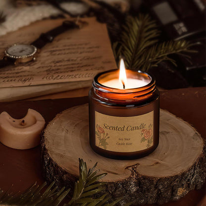 Duftkerze Rose im Glas 240g Natur Sojawachs 25h Brenndauer ent­spannt Meditation
