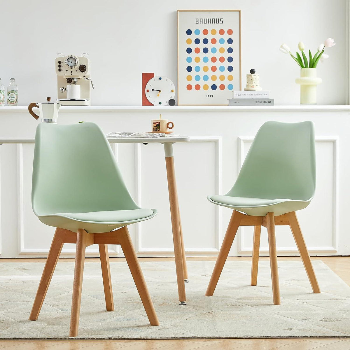 Esszimmerstuhl Set 8er – Skandinavisch, Eiscreme Grün