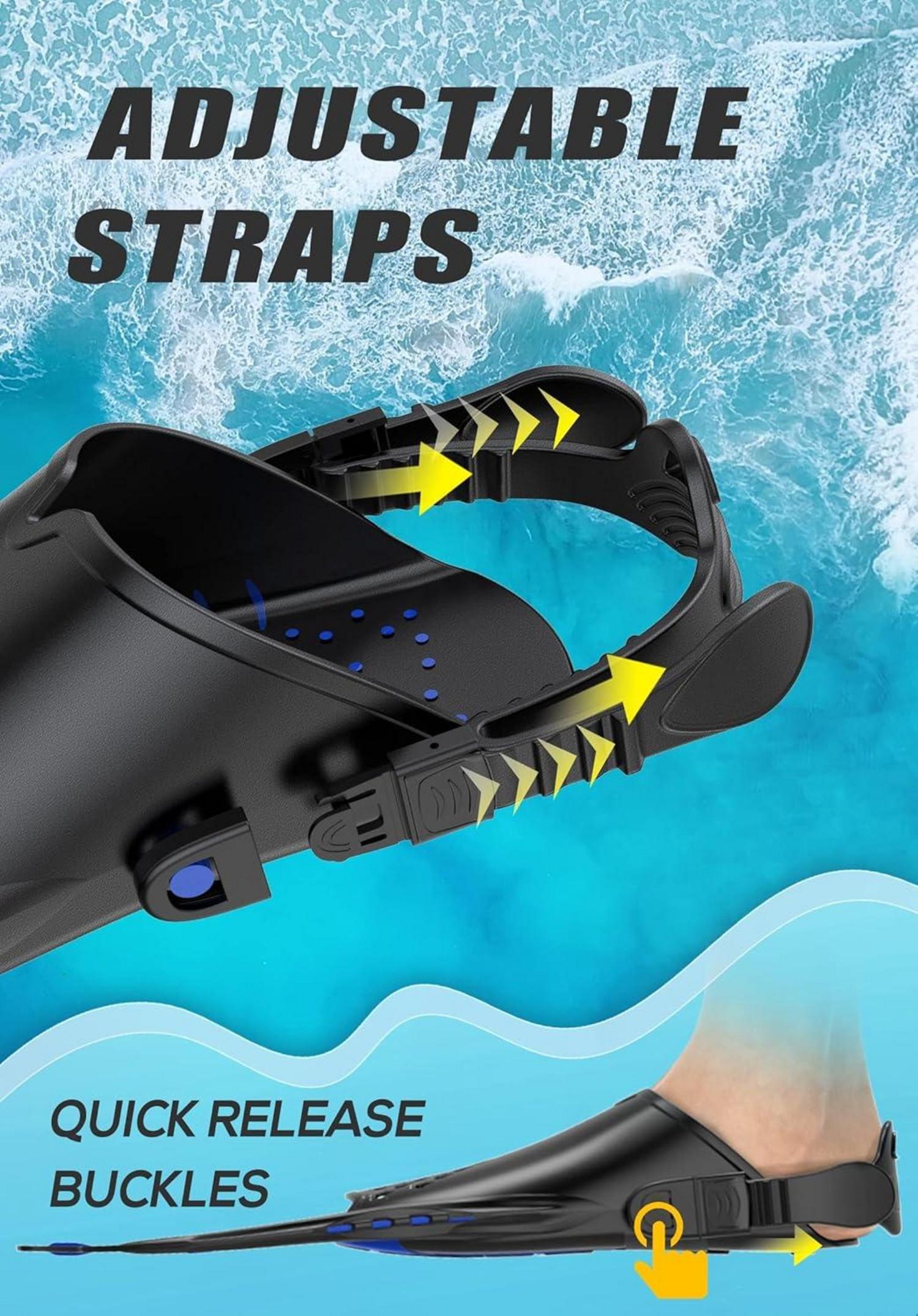 Lealinga Schwimmflossen Verstellbar Unisex Taucherflossen Netztasche S/M