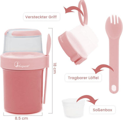 Bugucat 2in1 Müslibecher to Go 870ml Rosa