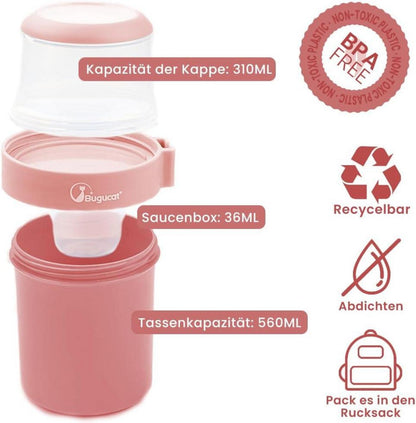 Bugucat Müslibecher to Go 2in1 Lunchpot mit Löffel - Rosa
