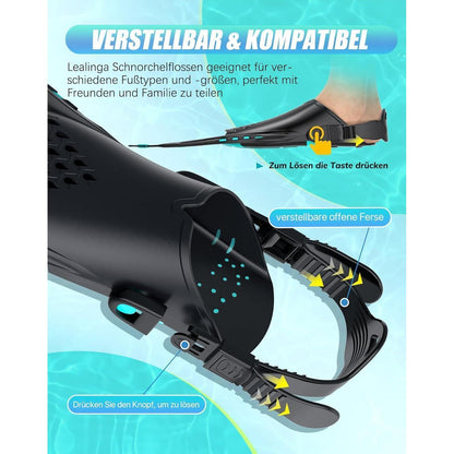 Lealinga Schnorchelflossen Verstellbar Erwachsene Reisegröße
