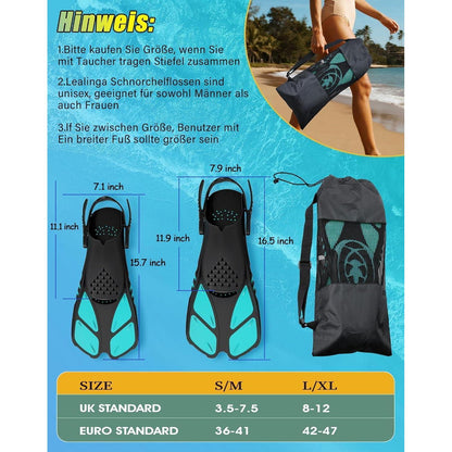 Lealinga Schnorchelflossen Verstellbar Erwachsene Reisegröße