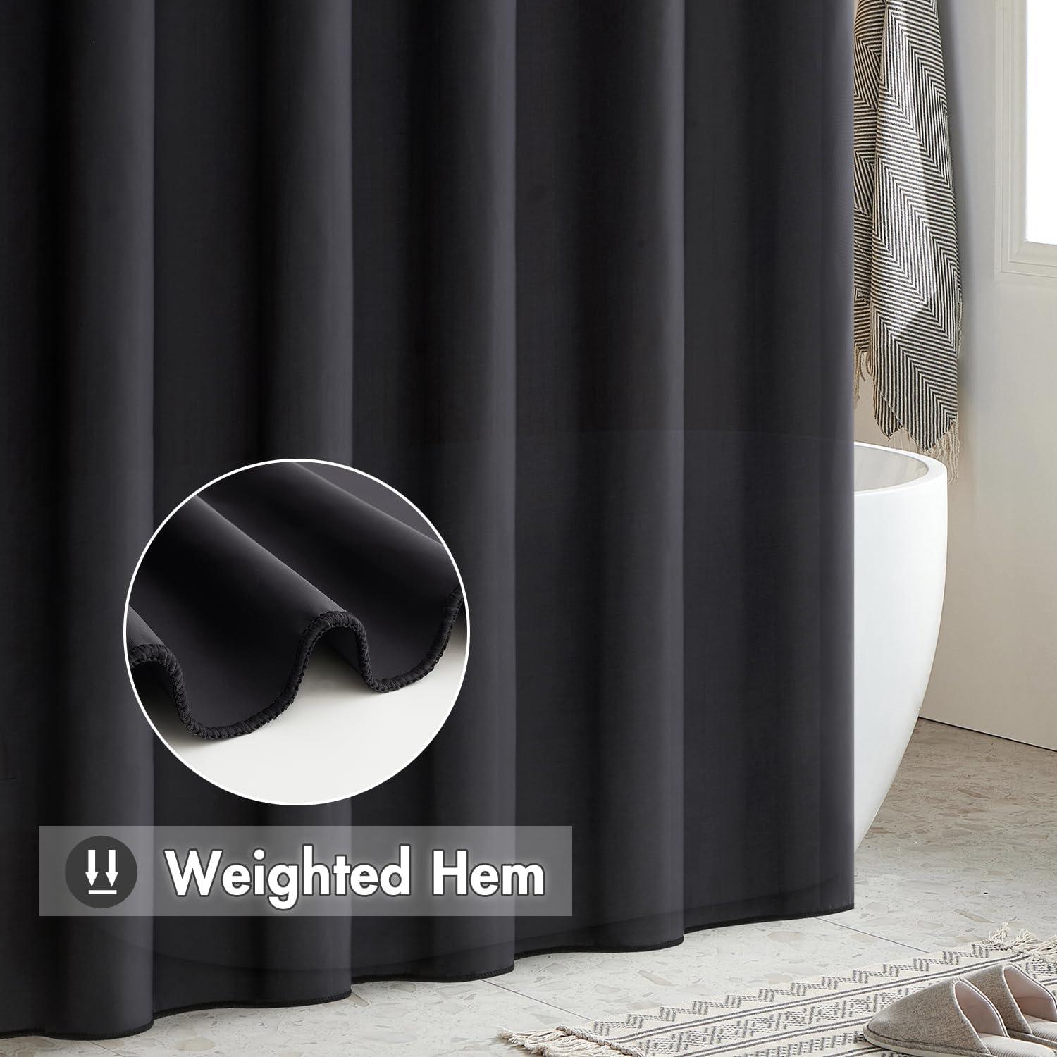 Duschvorhang 180x180cm Schwarz Wasserdicht Anti-Schimmel Textil waschbar