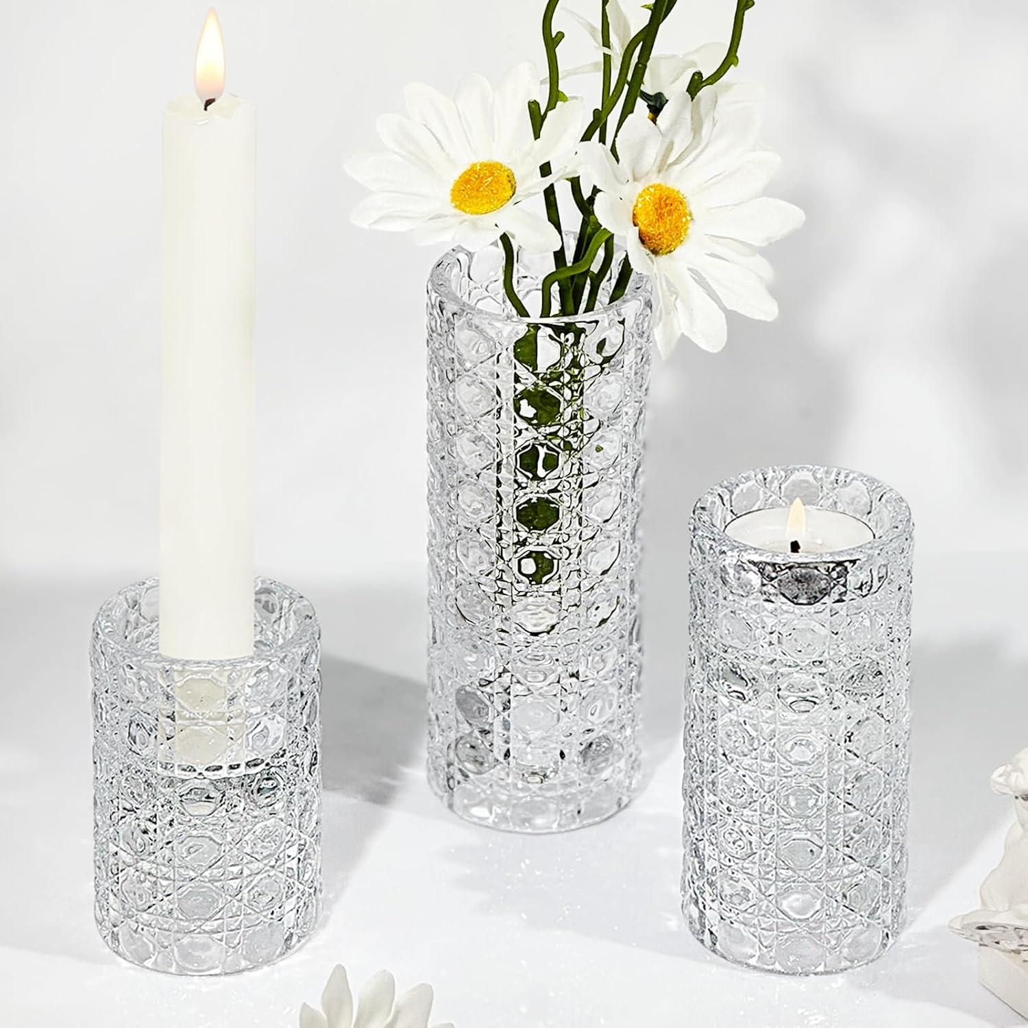 Glas Kerzenhalter Teelichthalter - 3er Set Klar