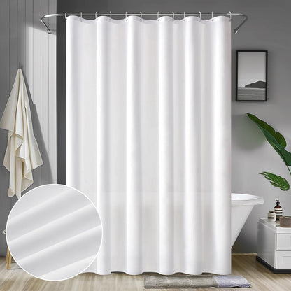 Duschvorhang Weiß 180x200cm Wasserdicht Textil Waschbar
