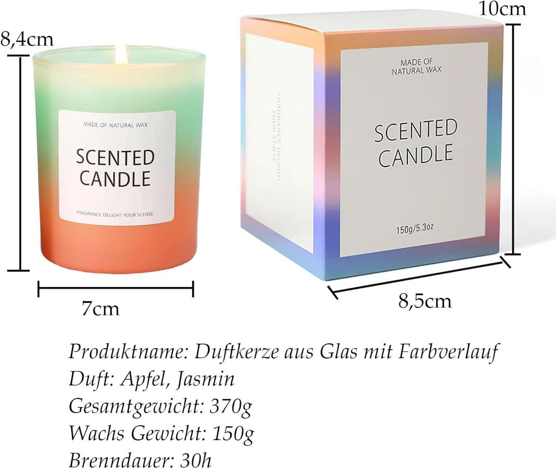 Duftkerze Apfel Jasmin Sandelholz 30h Brenndauer 370g