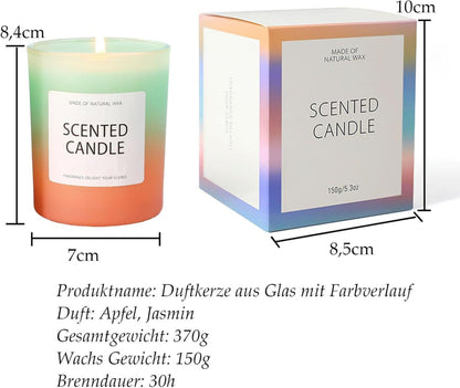 Duftkerze Apfel Jasmin Sandelholz 30h Brenndauer 370g
