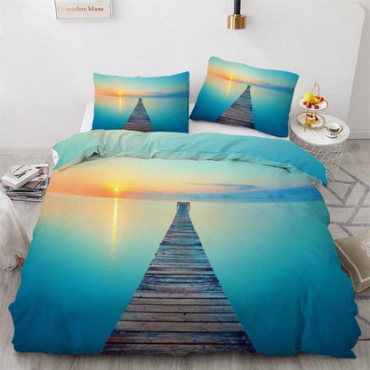 3teiliges Bettwäsche-Set Ozean 220x240 cm Mikrofaser 3D-Motiv