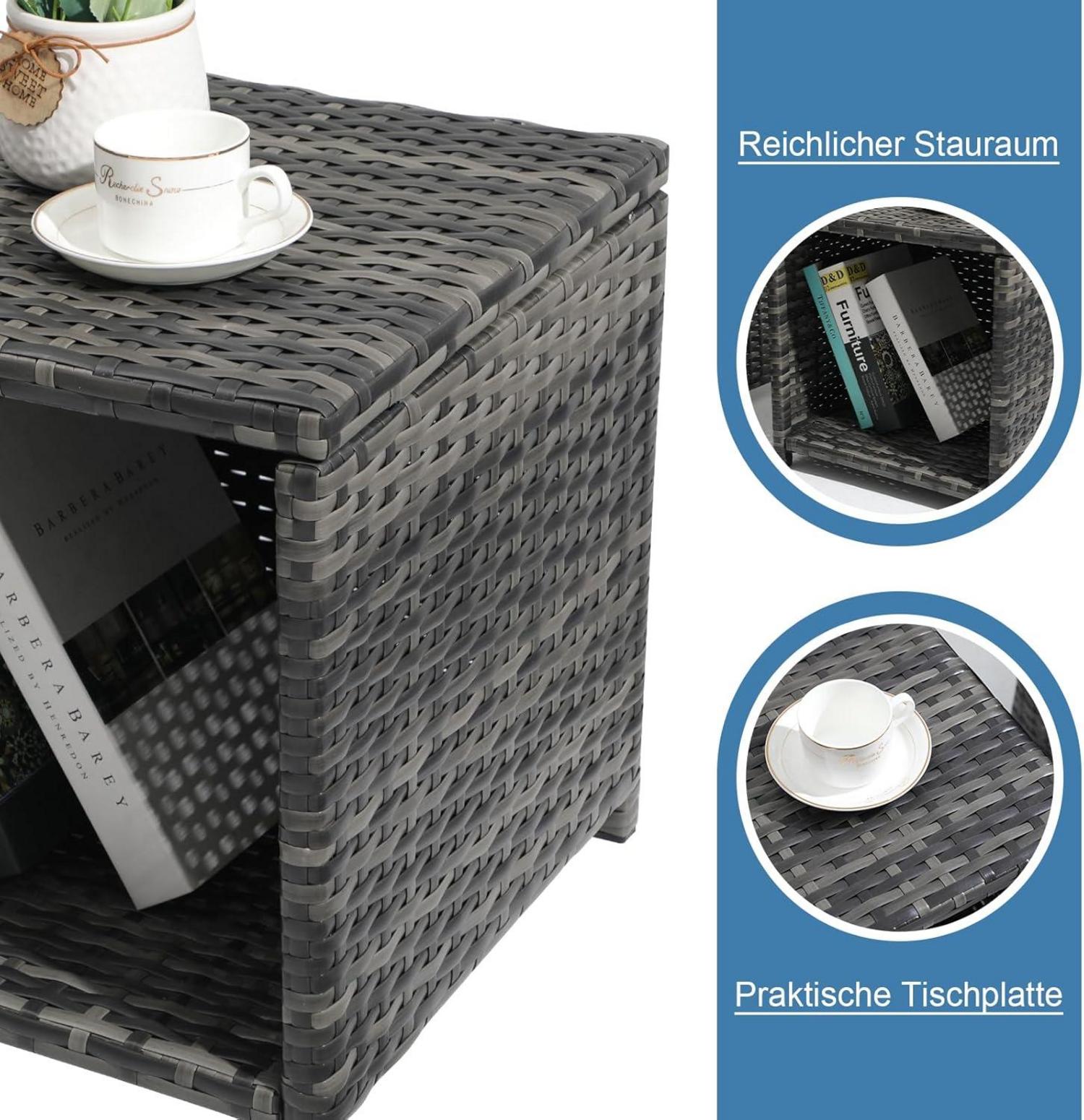 Rattan Balkonmöbel-Set 5-tlg. inkl. Kissen und Hocker