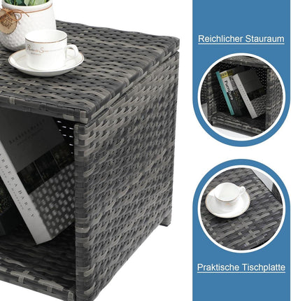 Rattan Balkonmöbel-Set 5-tlg. inkl. Kissen und Hocker