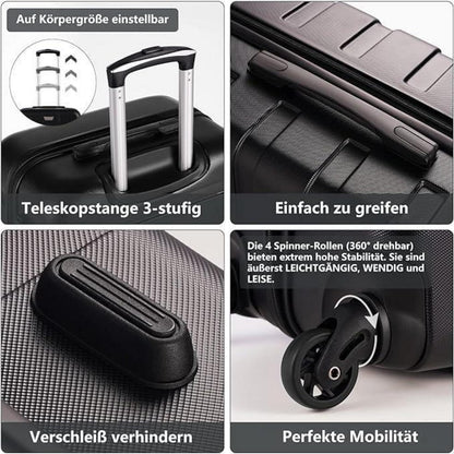COOLIFE Koffer Set 2tlg. S+M – Hartschale, TSA-Schloss, Schwarz