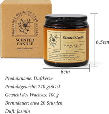 Duftkerze Jasmin 240g im Glas - Handgemachte Sojawachs Kerze