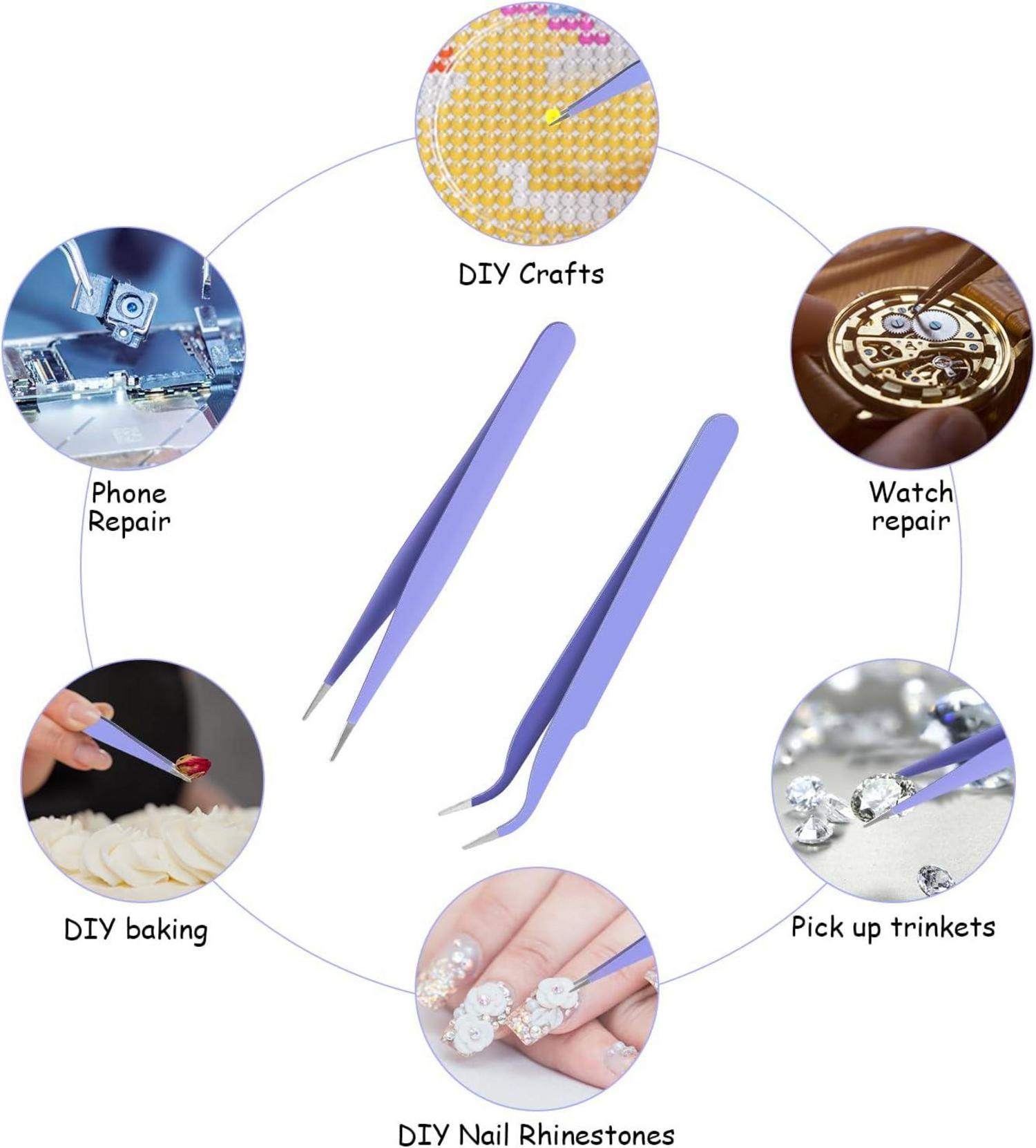 Präzisionspinzette Set Edelstahl Wimpernverlängerung 2er Pack