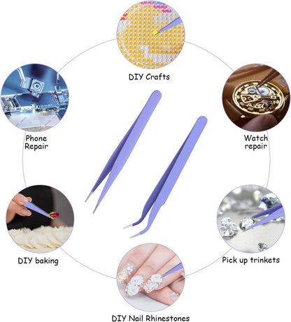 Präzisionspinzette Set Edelstahl Wimpernverlängerung 2er Pack