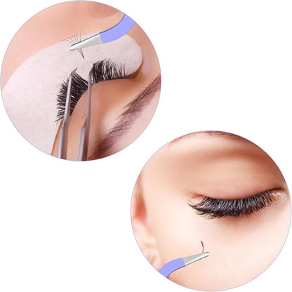 Präzisionspinzette Edelstahl 2er Set Wimpernverlängerung Pinzette Lila
