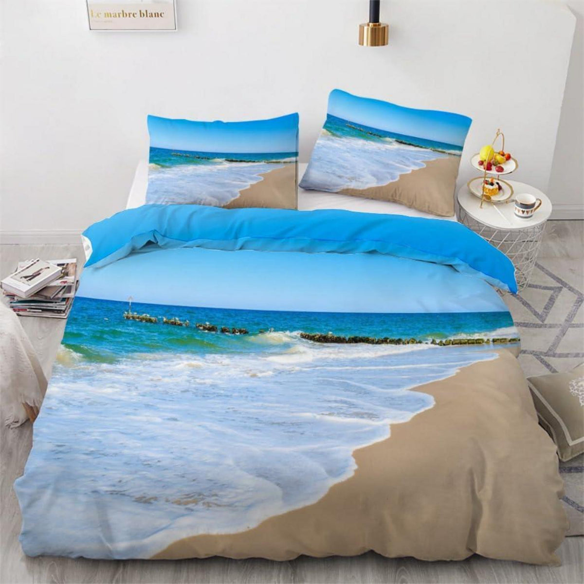 3teiliges Ozean-Bettwäsche-Set 220x240 cm Mikrofaser