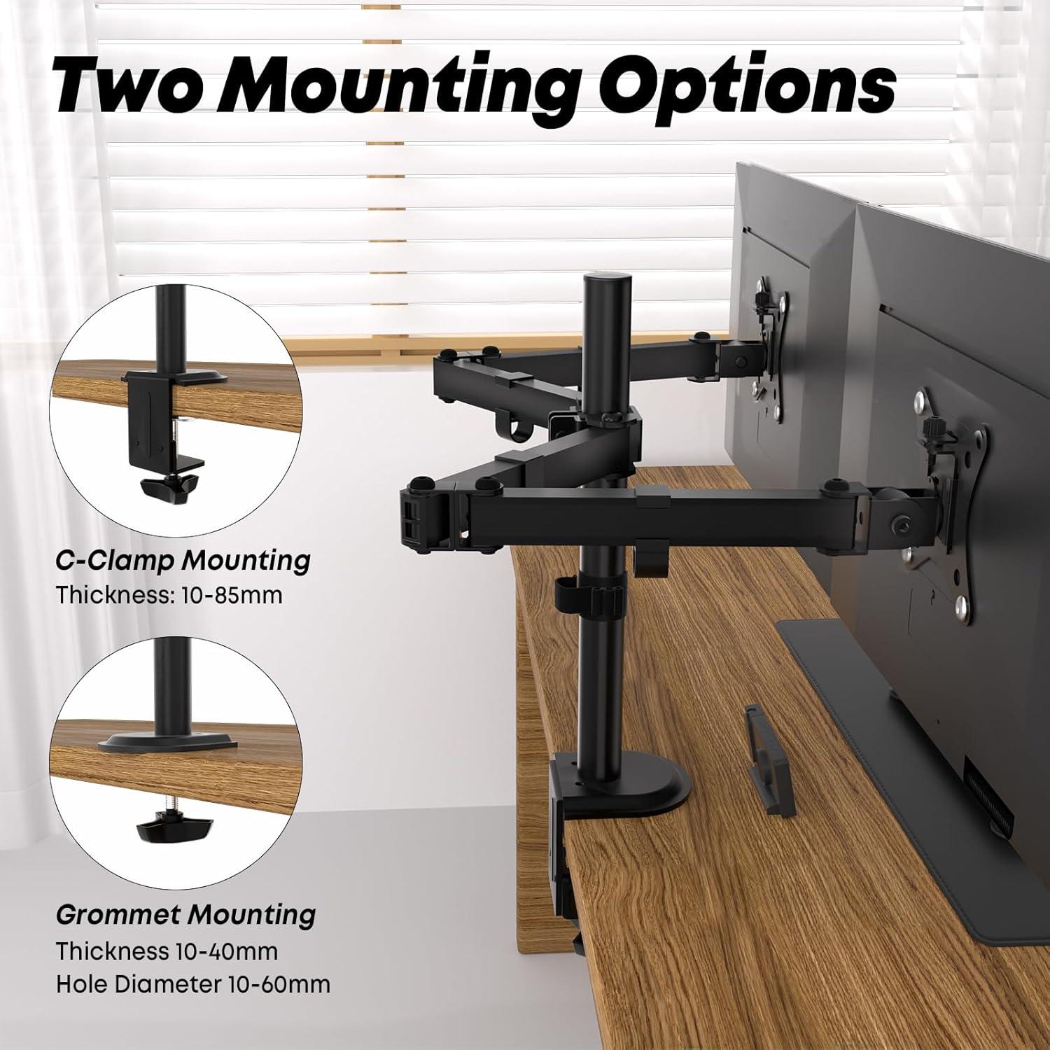 Monitor Halterung für 2 Monitore 17-35 Zoll Neig- Schwenk- Drehbar 9 kg Arm VESA