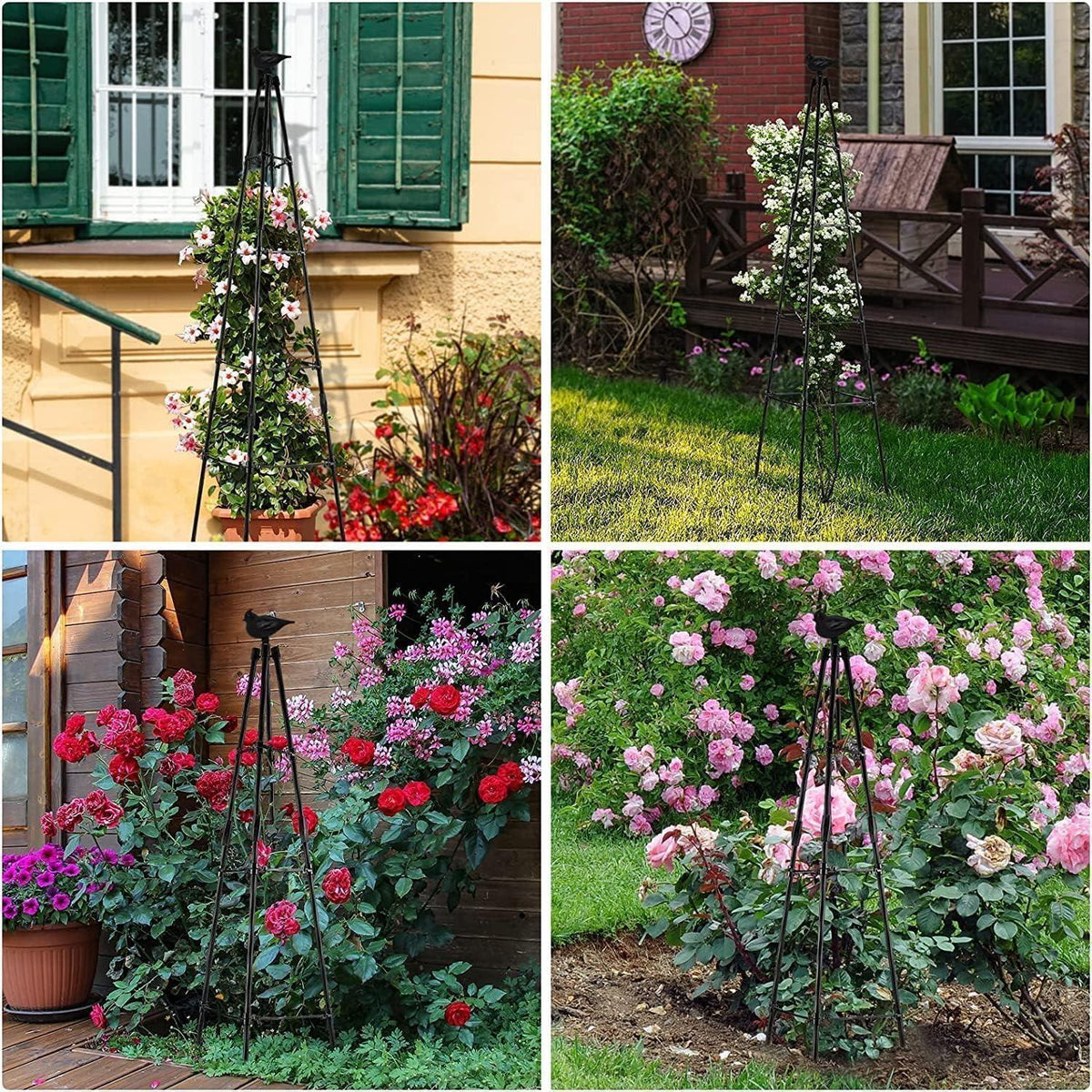 Metall Obelisk Rankhilfe 165cm für Kletterpflanzen & Rosen (2er Set)