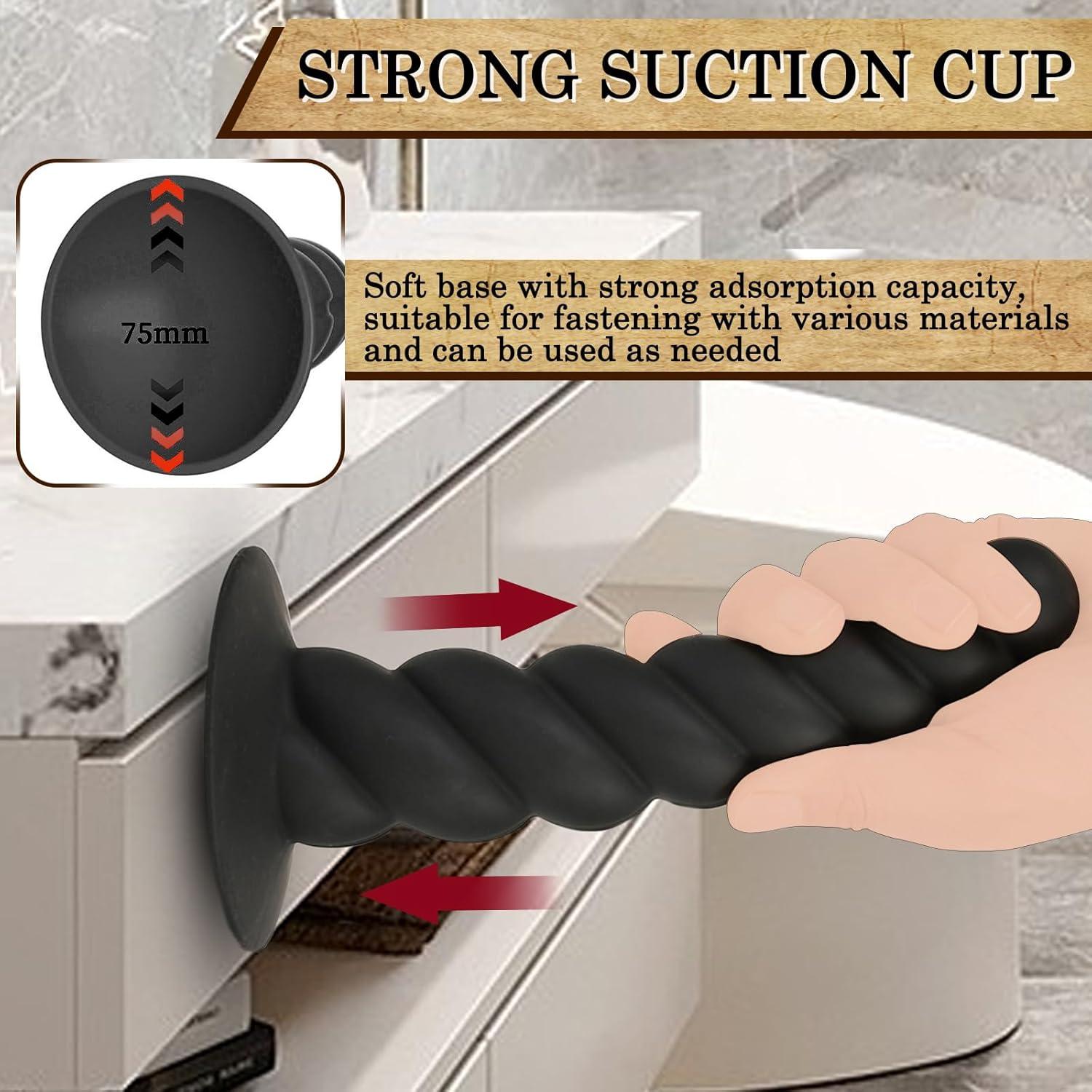 Analdildo Silikon Schwarz mit Saugnapf für Männer und Frauen XS-XL