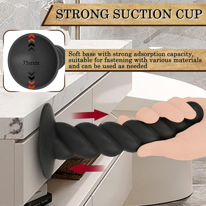 Analdildo Silikon Schwarz mit Saugnapf für Männer und Frauen XS-XL