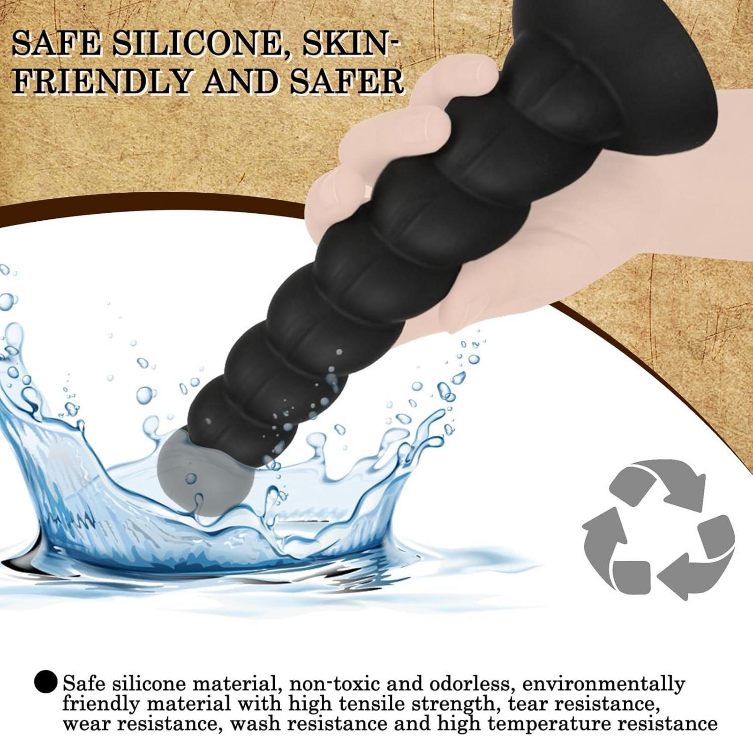 Analplug Dildo Schwarz Saugnapf Analdusche Beide 4 Größen BDSM