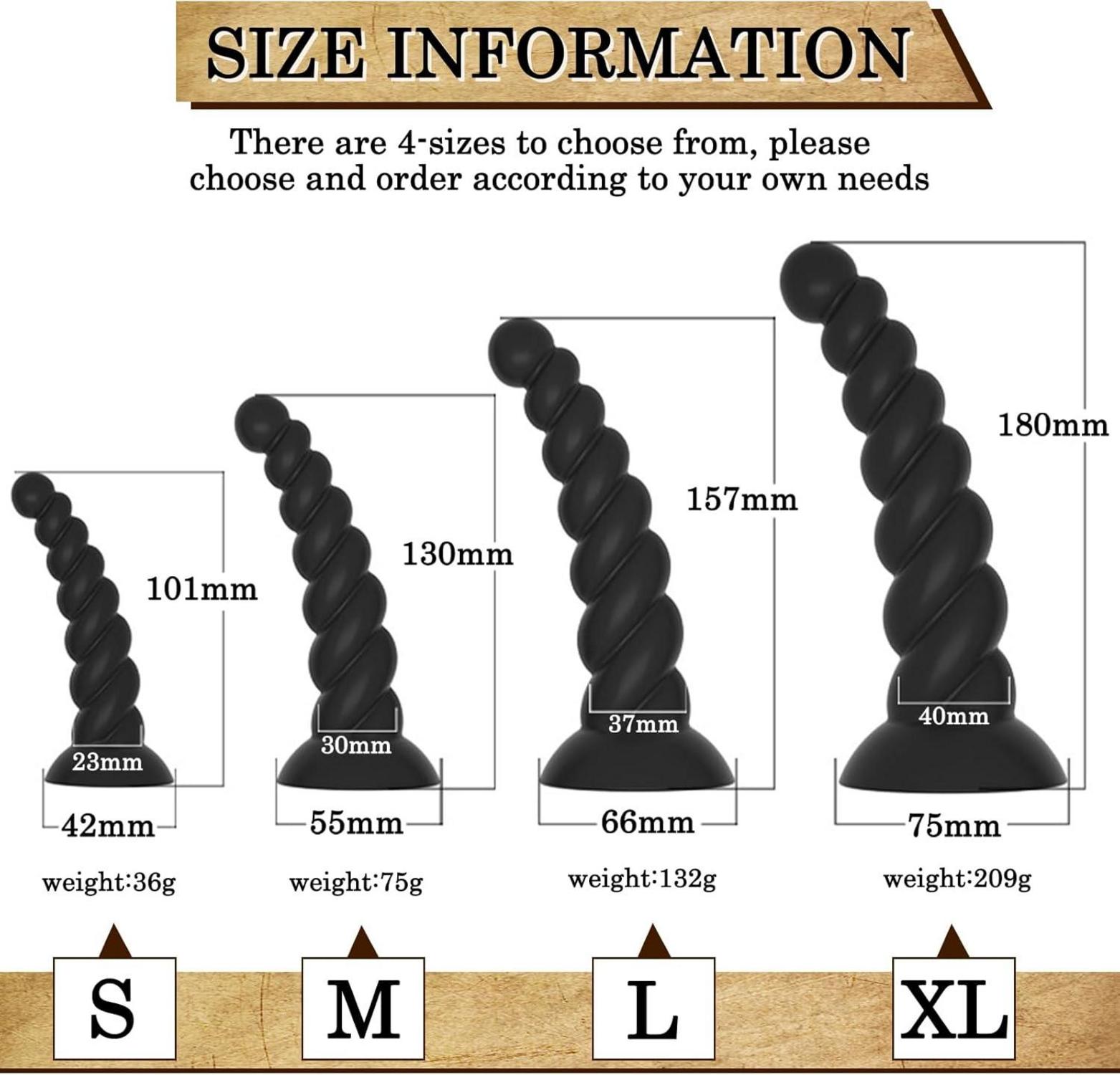 Analplug Dildo Schwarz mit Saugnapf Anal Beads Analkugeln - 4 Größen