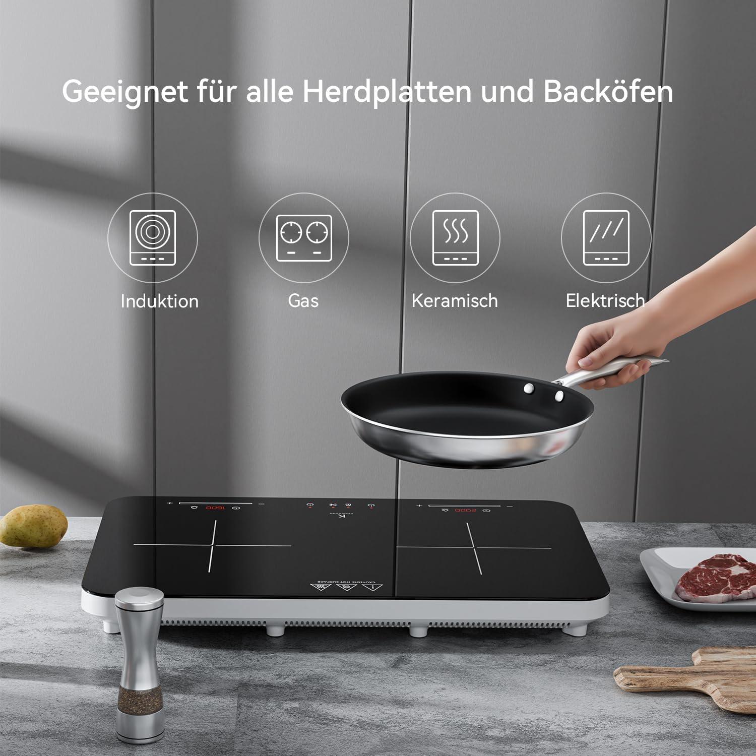 Pfannenset Edelstahl Antihaft 20 24 28 cm für alle Herdarten