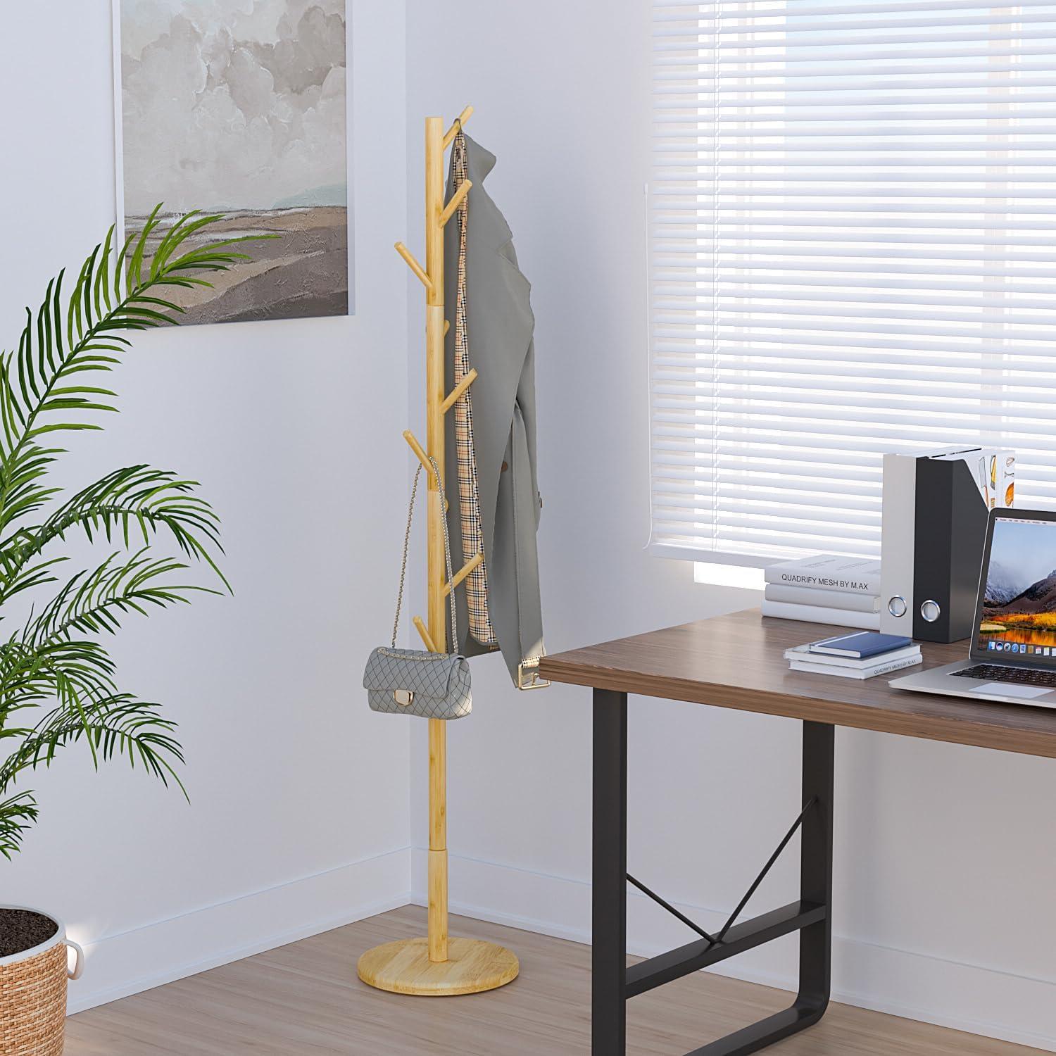 Garderobenständer Holz 9 Haken 4 Höhen Jackenständer Kleiderständer