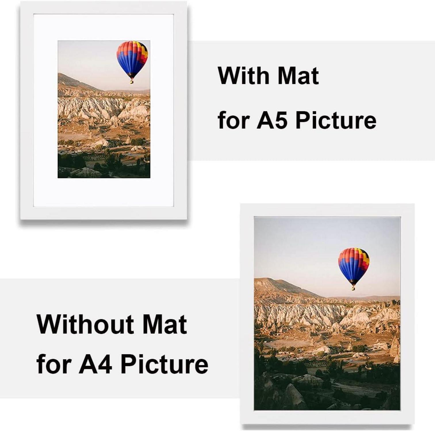 A4 Holz Fotorahmen mit Passepartout für Wand und Tischdekoration