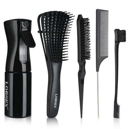 Haarbürste mit Entwirrbürste, Sprühflasche & Toupier Bürste Set