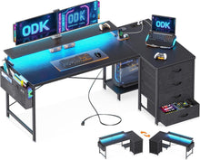 Eckschreibtisch 160x80cm 4 Schubladen USB LED Gaming Tisch L-Form