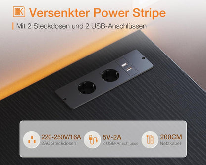 Eckschreibtisch mit 4 Schubladen LED USB Gaming Tisch L Form 160x80cm