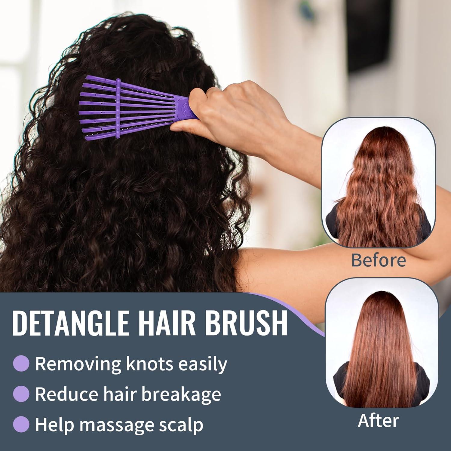 Haarbürste mit Sprühflasche Entwirrbürste Naturhaar Afro Lockiges Haar 4c inkl. 3 Bürsten - Violett