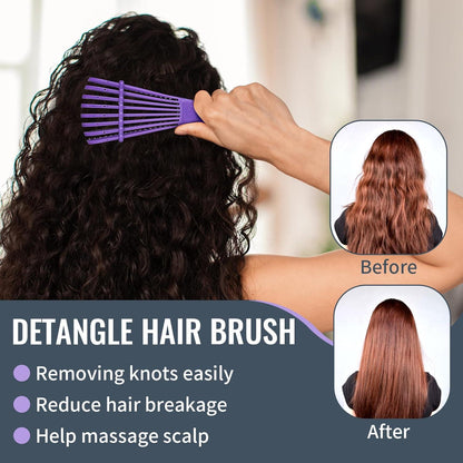 Haarbürste mit Sprühflasche Entwirrbürste Naturhaar Afro Lockiges Haar 4c inkl. 3 Bürsten - Violett