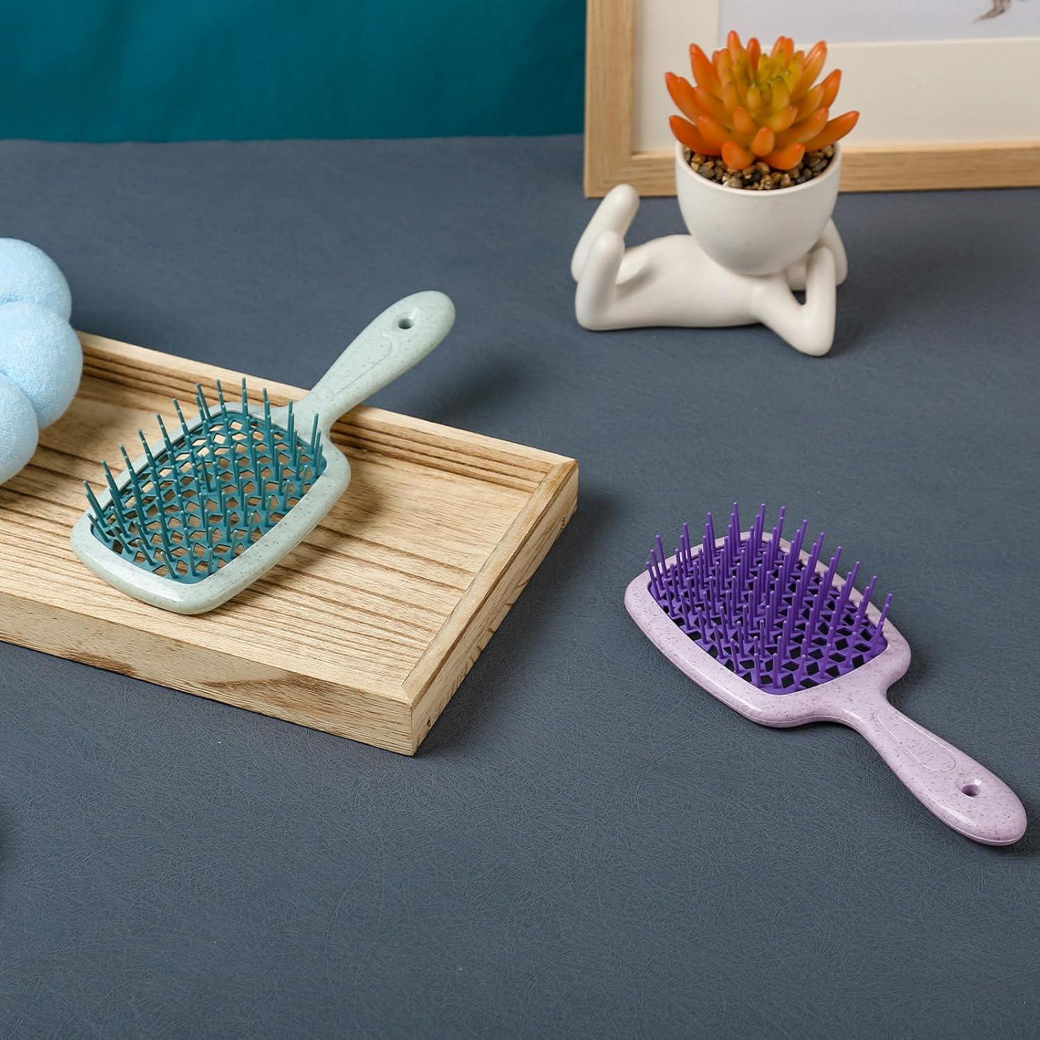 Haarbürste 2er Pack Entwirrbürste Naturhaar Lockiges Haar Hairbrush Grün Violett