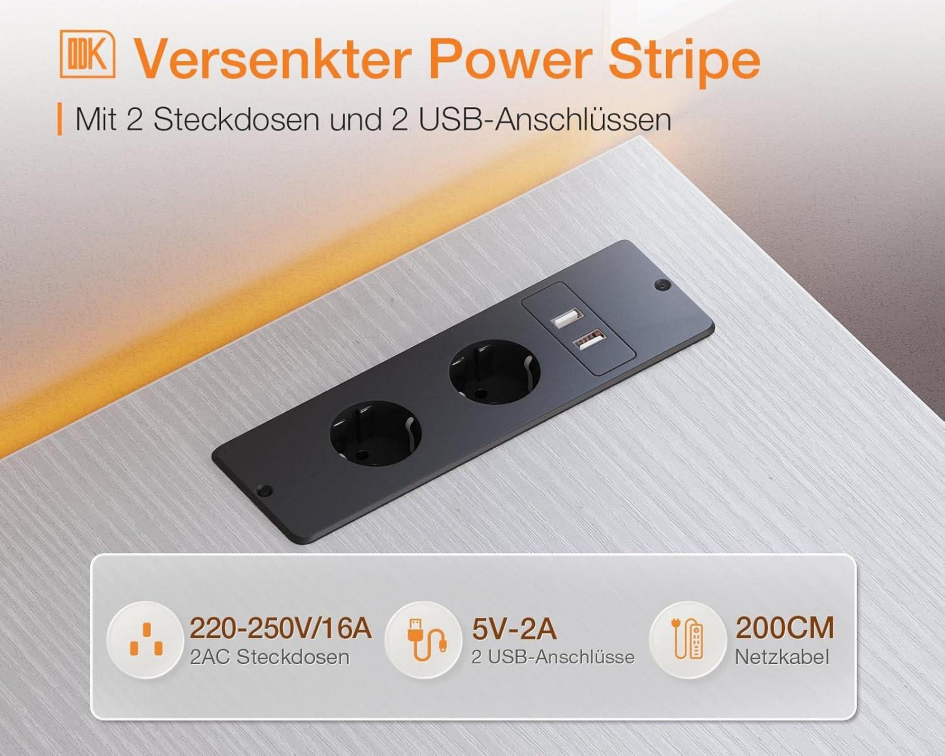 Eckschreibtisch Weiß 140x80cm mit 4 Schubladen & LED - L Form Home