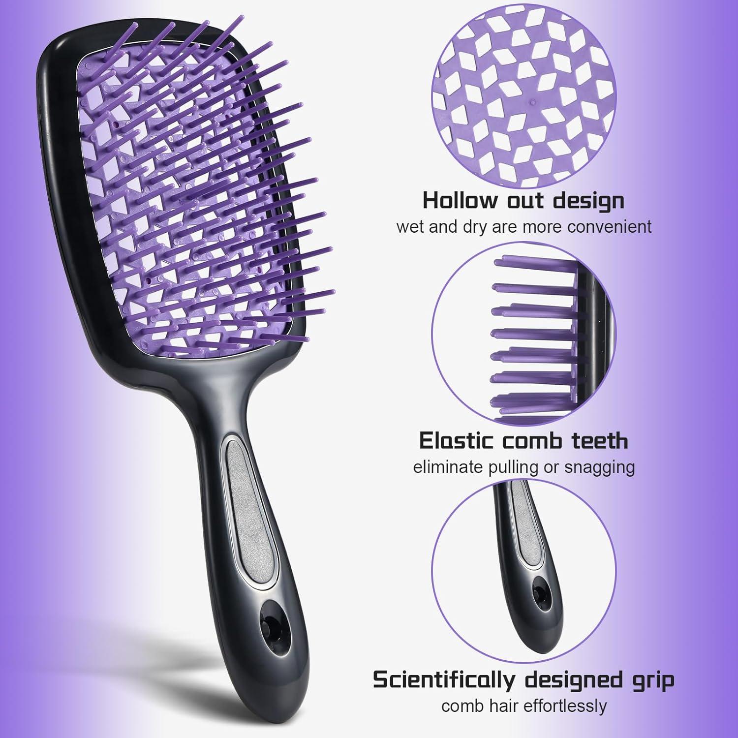 Entwirrungs-Haarbürste 2er Pack Naturhaar Violett und Schwarz