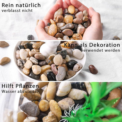 Naturstein Flusskiesel Mix 450g Deko Basteln Vasen Garten