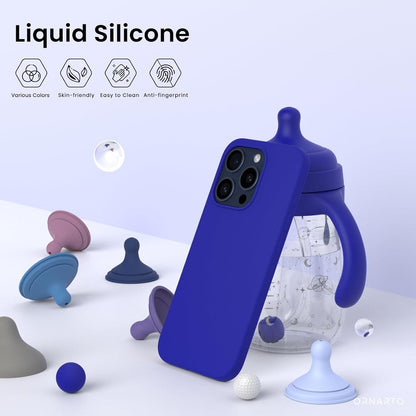 Silikonhülle für iPhone 15 Pro 6,1 Zoll flüssiges Silikon Klein Blau